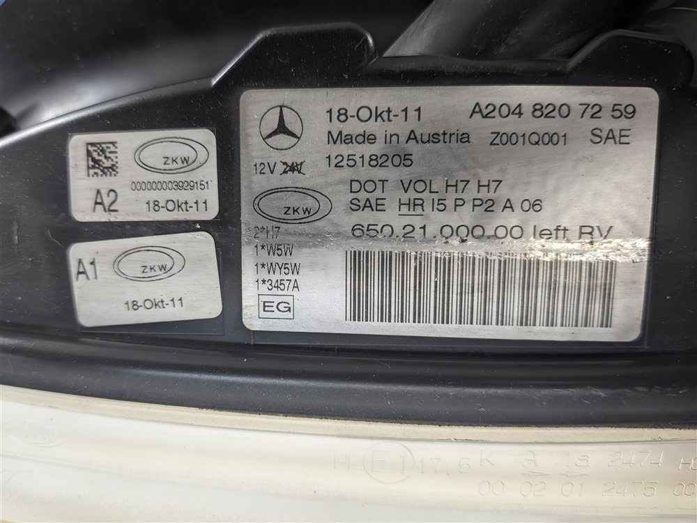 Thumbnail 11: 2010-2012 MB GLK350 (X204) LEFT FRONT DRIVER HALOGEN HEADLIGHT LIGHT LAMP
