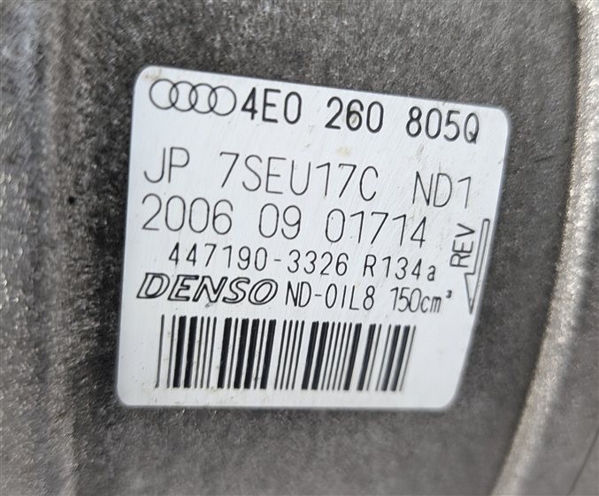 Thumbnail 9: 2007-2010 VW TOUAREG AUDI A8 Q7 R8 (D3 4L) 4.2L ENGINE A/C COMPRESSOR PUMP