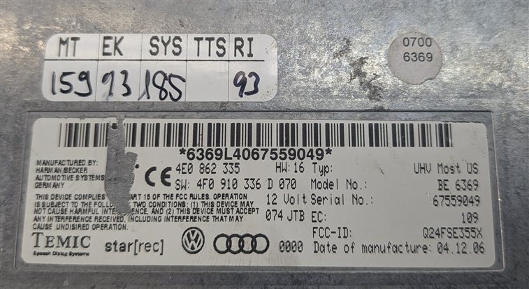 Thumbnail 6: 2007 AUDI Q7 (4L) BLUETOOTH HANDSFREE INTERFACE CONTROL MODULE COMPUTER