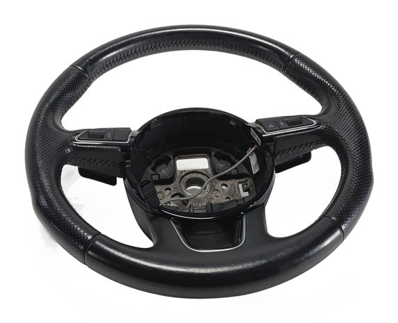 12-15 AUDI Q7 (4L) 3 SPOKE S-LINE STEERING WHEEL w/ SWITCHES & PADDLES (Black)