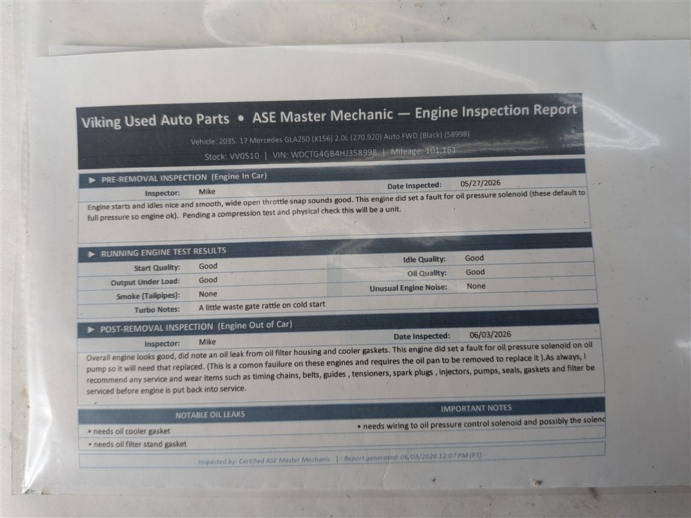 Thumbnail 18: 2015-2018 MERCEDES GLA250 (X156) AWD 2.0L M270 TURBO ENGINE ASSEMBLY (101k)