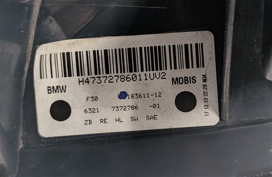 Thumbnail 5: 12-15 BMW 3 SERIES (F30) SEDAN RIGHT PASSENGER OUTER TAILLIGHT BRAKE LIGHT LAMP