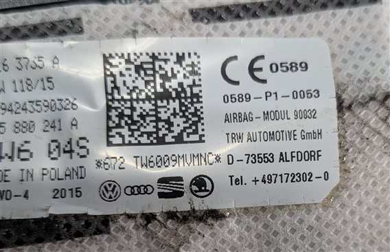 Thumbnail 7: 2015-2018 AUDI A3 S3 (8V) LEFT FRONT DRIVER SEAT AIRBAG AIR BAG