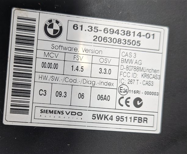 Thumbnail 17: 07-08 BMW 135I 335I 535I 3.0L (N54) DME ECU COMPUTER CAS KEY IGNITION LOCK SET