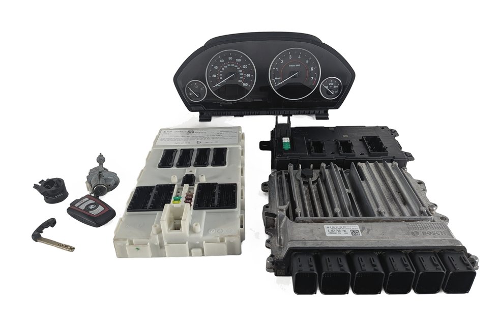 Thumbnail 3: 2016-2018 BMW 330e (F30) 2.0L (B48) DME ECM FEM CLUSTER KEY IGNITION LOCK SET/6