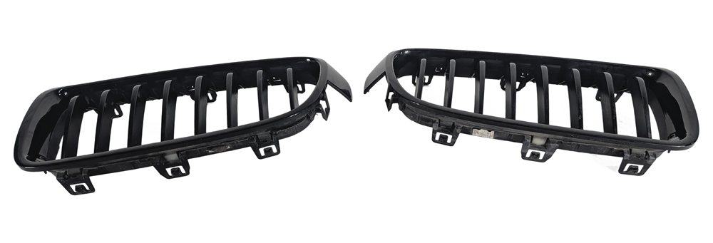 Thumbnail 2: 2018-2019 BMW 330I 330E 340I (F30) FRONT UPPER KIDNEY GRILLE SET/2 GLOSS BLACK