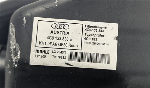 Thumbnail 4: 2014-2016 AUDI A6 A7 (4G) 3.0L V6 TDI DIESEL AIR CLEANER w/MASS AIR FLOW METER