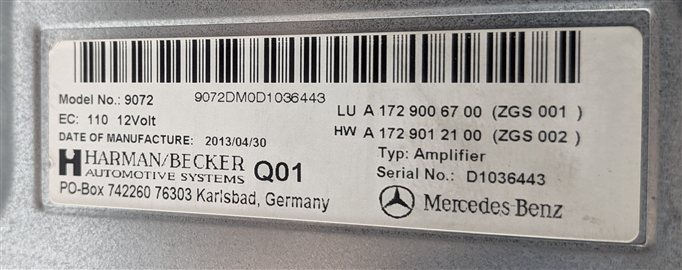 Thumbnail 8: 2012-2015 MERCEDES B250 CLA SLK SLK (C117 R172 W242) BECKER AUDIO AMP AMPLIFIER