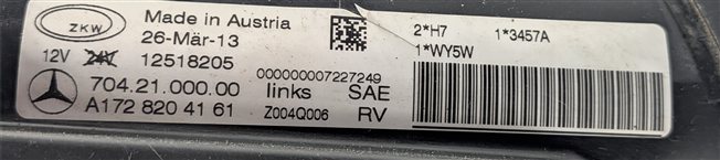 Thumbnail 8: 2012-2016 MERCEDES SLK250 SLK300 SLK350 (R172) LEFT DRIVER HALOGEN HEADLIGHT