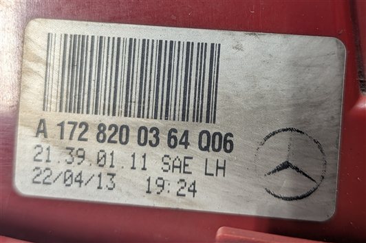 Thumbnail 6: 12-16 MERCEDES SLK250 SLK300 SLK350 SLK55 AMG (R172) LEFT TAIL LIGHT LAMP