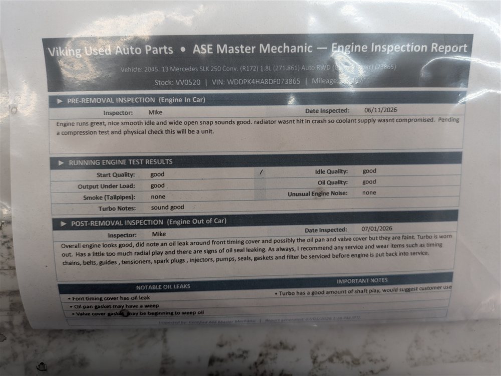 Thumbnail 25: 2012-2015 MERCEDES SLK250 (R172) 1.8L (271.861) M271 ENGINE ASSEMBLY MOTOR