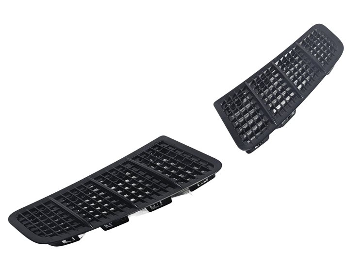 2013 MERCEDES SLK 250 (R172) LEFT/RIGHT HOOD AIR VENT GRILLE BLACK MESH SET/2