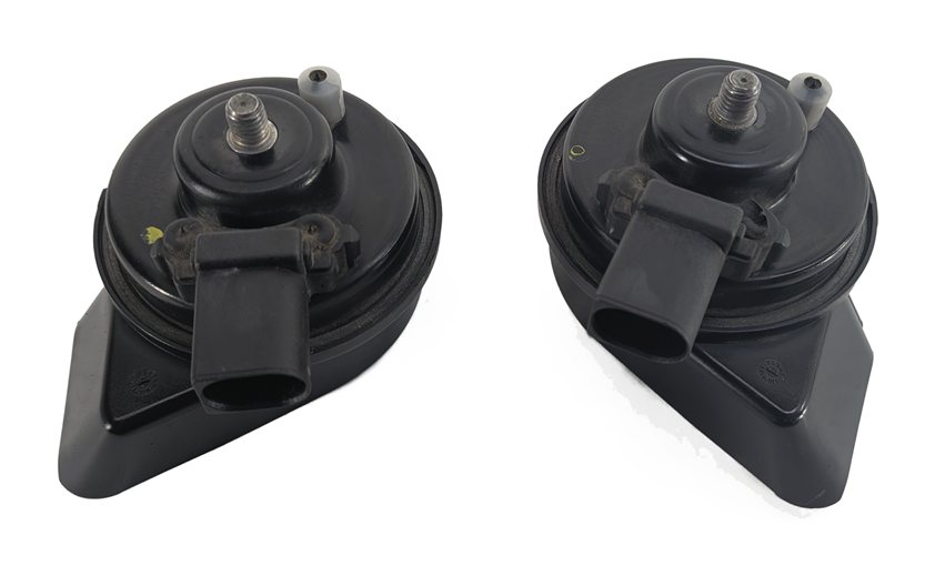 Thumbnail 3: 2007-2015 AUDI Q7 R8 (4L 4S) HIGH & LOW TONE NOTE SIGNAL SAFETY HORN SET-2