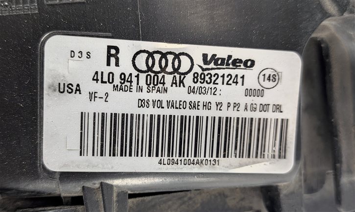 Thumbnail 9: 2010-2015 AUDI Q7 (4L) RIGHT PASSENGER XENON HID HEADLIGHT LIGHT LAMP (NON AFS)
