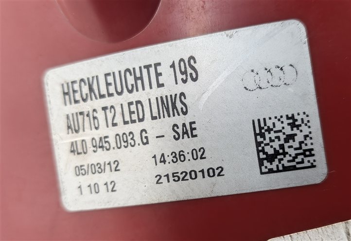 Thumbnail 7: 2010-2015 AUDI Q7 (4L) REAR LEFT DRIVER TAILLIGHT BRAKE LIGHT LAMP (LED)