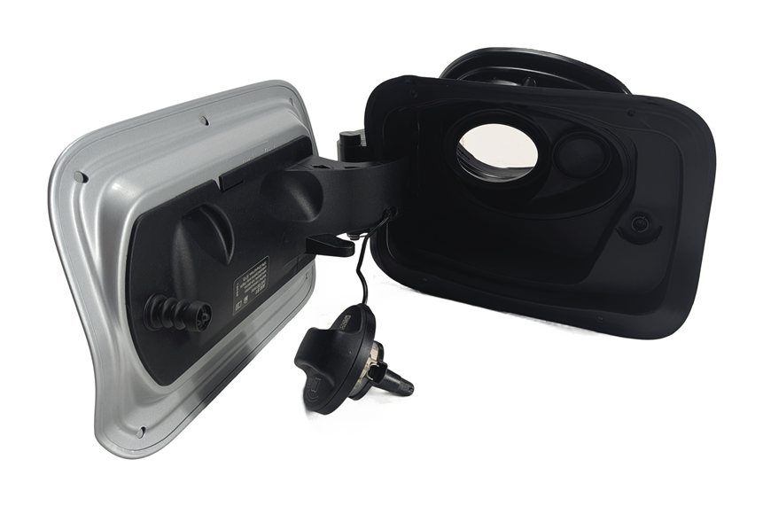 Thumbnail 7: 16-22 BMW X1 F48 REAR FUEL GAS FILL TANK DOOR w/ HOUSING & GAS CAP (Silver)