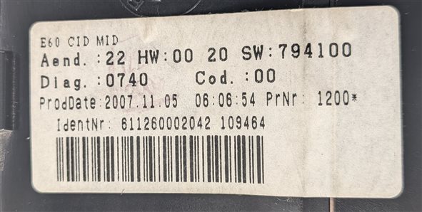 Thumbnail 10: 04-10 BMW 3 5 6 SERIES (E90 E92 E60 E63) 6.5" INFORMATION DISPLAY SCREEN W/O NAV