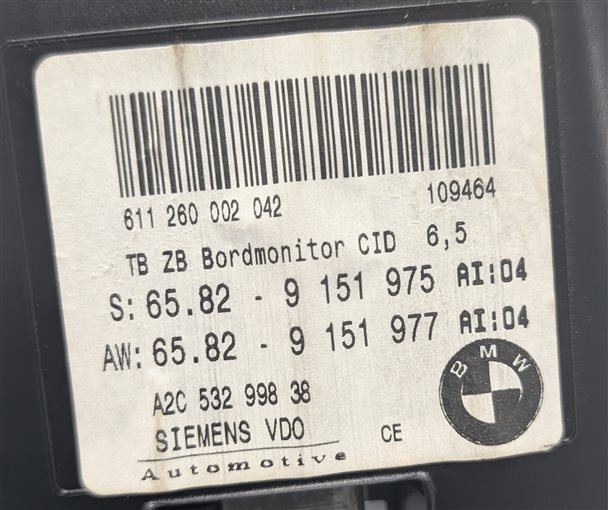Thumbnail 9: 04-10 BMW 3 5 6 SERIES (E90 E92 E60 E63) 6.5" INFORMATION DISPLAY SCREEN W/O NAV