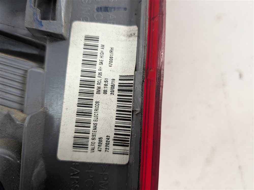 Thumbnail 7: 11-17 BMW X3 (F25) RIGHT PASSENGER OUTER INCANDESCENT TAILLIGHT LAMP (OPT 522)