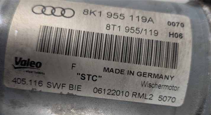 Thumbnail 5: 2009-2016 AUDI A4 S4 ALLROAD (B8 8K) FRONT WINDSHIELD WIPER MOTOR