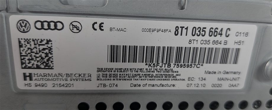 Thumbnail 14: 10-17 VW TOUAREG / AUDI Q5 A6 A4 S4 (7P 8R B8) MMI RADIO CD MULTIMEDIA RECEIVER