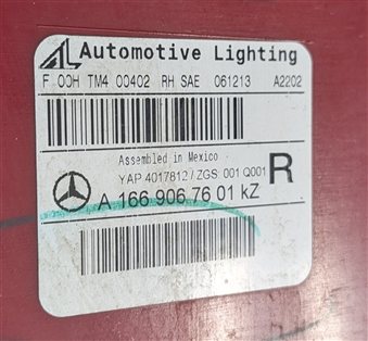 Thumbnail 8: 13-16 MERCEDES GL (X166) REAR RIGHT PASSENGER OUTER TAILLIGHT BRAKE LIGHT LAMP