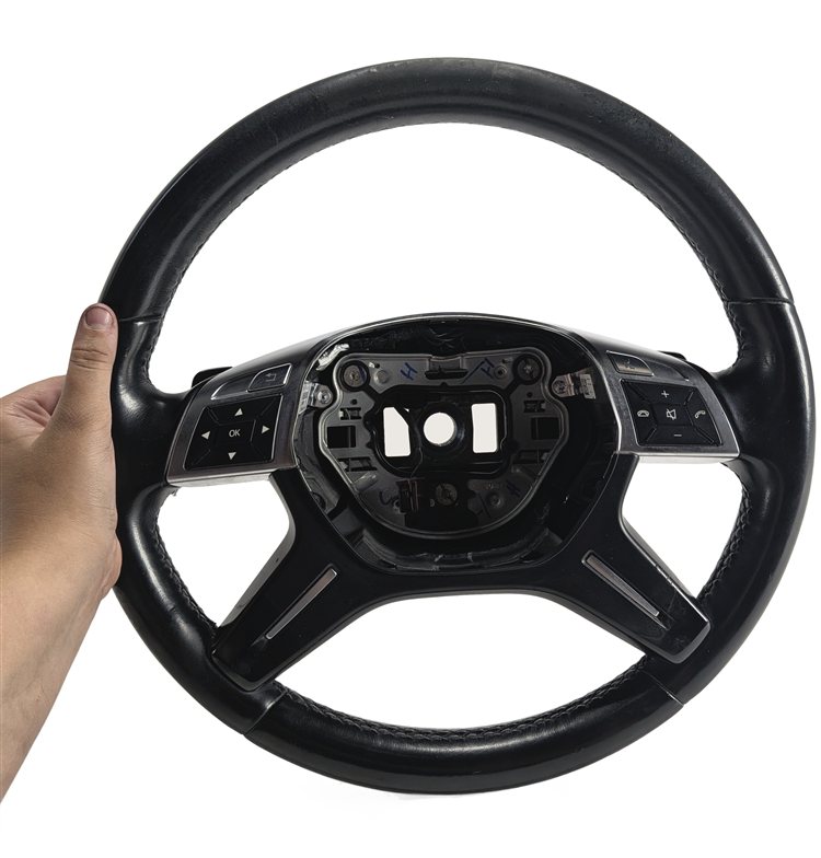 Thumbnail 2: 12-18 MERCEDES GL450 GL550 ML350 (X166 W166) LEATHER STEERING WHEEL (Black)