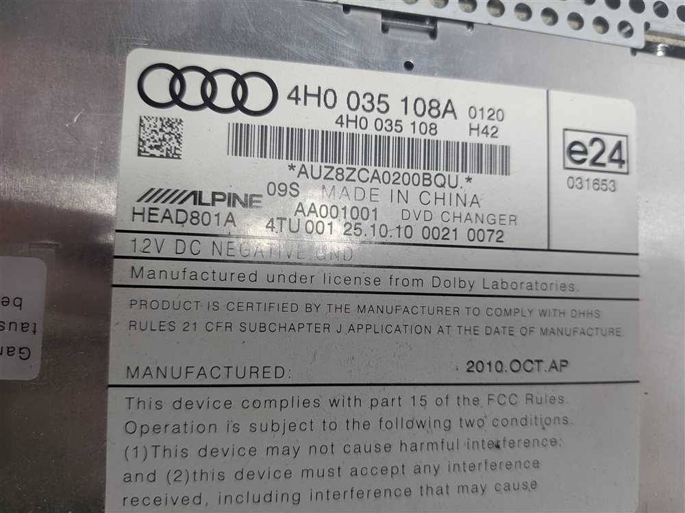 Thumbnail 5: 2011 AUDI A8 (D4 4H) 6 DISC DVD CD PLAYER CHANGER MULTIMEDIA AUDIO UNIT