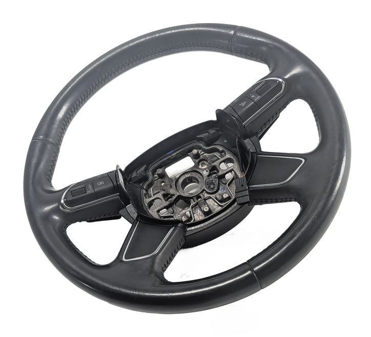 11-14 AUDI A8 S8 D4 4H 4-SPOKE LEATHER STEERING WHEEL w/PADDLE SHIFTERS (Black)