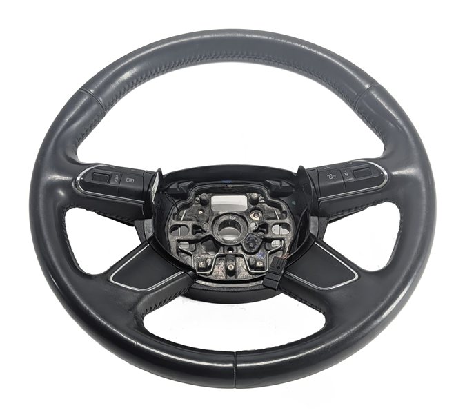Thumbnail 2: 11-14 AUDI A8 S8 D4 4H 4-SPOKE LEATHER STEERING WHEEL w/PADDLE SHIFTERS (Black)