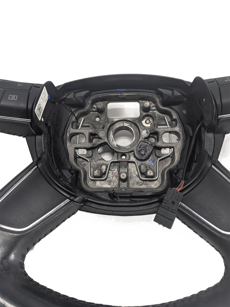 Thumbnail 3: 11-14 AUDI A8 S8 D4 4H 4-SPOKE LEATHER STEERING WHEEL w/PADDLE SHIFTERS (Black)