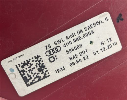 Thumbnail 6: 11-14 AUDI A8 S8 (D4 4H) LEFT DRIVER REAR OUTER LED TAILLIGHT BRAKE LIGHT LAMP