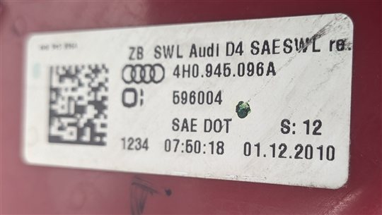Thumbnail 5: 2011-2014 AUDI A8 S8 (D4 4H) RIGHT PASSENGER REAR LED TAILLIGHT BRAKE LIGHT LAMP