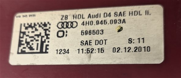 Thumbnail 6: 11-14 AUDI A8 S8 (D4 4H) LEFT DRIVER REAR TRUNK INNER LED TAILLIGHT LIGHT LAMP