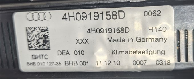 Thumbnail 5: 2011-2014 AUDI A8 S8 (D4 4H) REAR HEATER A/C TEMPERATURE CLIMATE CONTROL PANEL