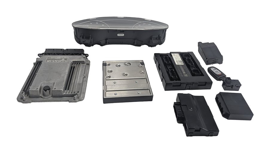 Thumbnail 3: 11-12 AUDI A8 (D4 4H) 4.2L (CDRA) ECM BCM CLUSTER GATEWAY STEERING LOCK KEY SET