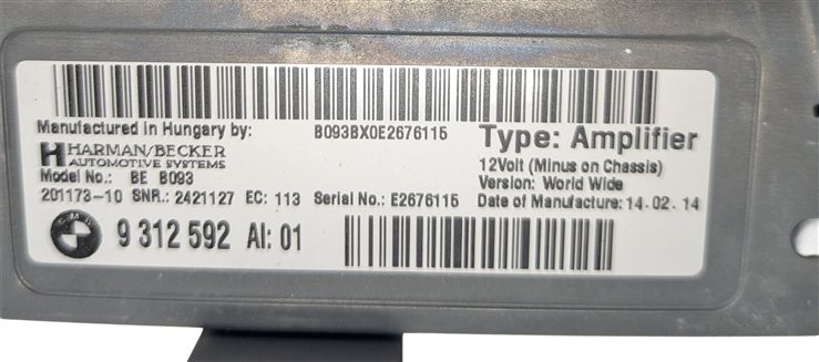 Thumbnail 8: 11-13 BMW 528i 535i 550i (F10) RADIO STEREO AUDIO AMP AMPLIFIER (HARMAN BECKER)