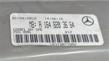 Thumbnail 5: 2010-2012 MB GL350 GL450 GL550 (X164) RIGHT PASSENGER TAILLIGHT BRAKE LIGHT LAMP