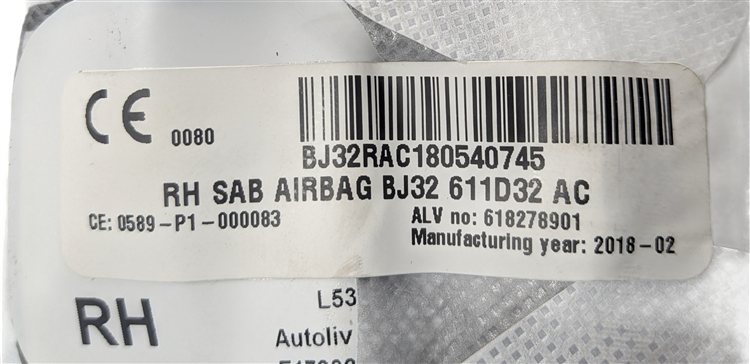 Thumbnail 5: 2012-2019 DISCOVERY SPORT EVOQUE (L538 L550) RIGHT FRONT PASSENGER SEAT AIRBAG