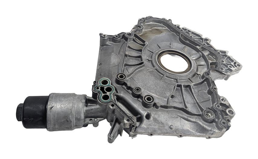 Thumbnail 4: 17-19 AUDI Q7 4M 3.0L SUPER CREC ENGINE LOWER TIMING COVER w/ OIL FILTER HOUSING