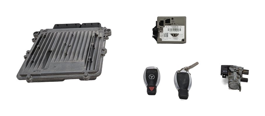 Thumbnail 4: 2011 MERCEDES E350 (W212) 3.0L (OM642) DIESEL ECU ECM IGNITION SWITCH KEY SET