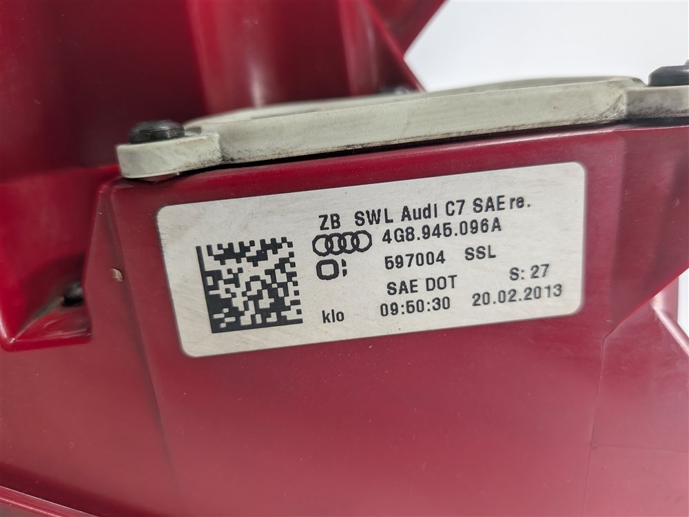 Thumbnail 5: 2012-2015 AUDI A7 S7 (C7 4G8) RIGHT PASSENGER REAR TAILLIGHT BRAKE LIGHT LAMP