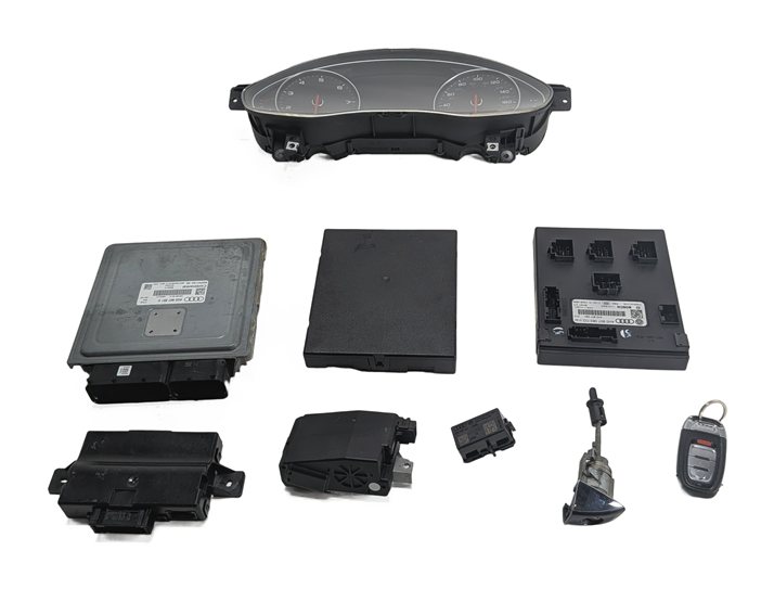 Thumbnail 3: 2013 AUDI A7 (C7 4G8) 3.0L (CTUA) ECM BCM CLUSTER KESSY GATEWAY ELV KEY SET/7