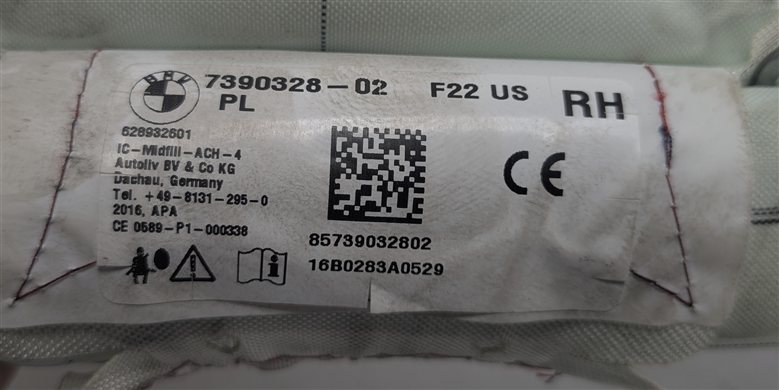 Thumbnail 9: 14-21 BMW 228I 230I M2 M235I M240I (F22) RIGHT PASSENGER ROOF CURTAIN SRS AIRBAG