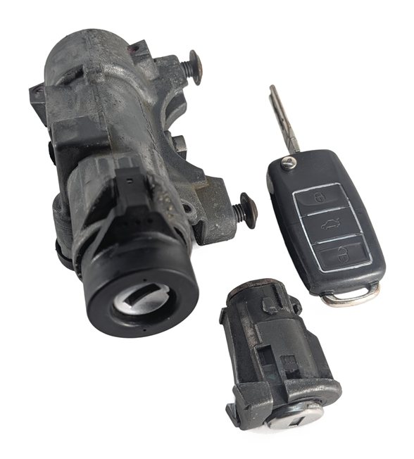 Thumbnail 2: 98-11 AUDI TT VW BEETLE GOLF JETTA IGNITION LOCK CYLINDER HOUSING KEY SET/3