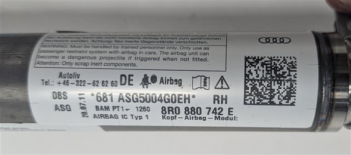 Thumbnail 8: 2009-2010 AUDI Q5 (8R) RIGHT PASSENGER ROOF SIDE CURTAIN SRS AIRBAG AIR BAG