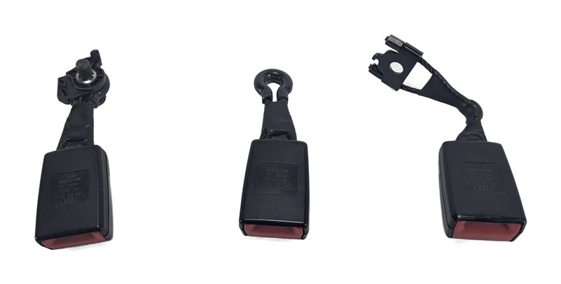 Thumbnail 4: 2010 AUDI Q5 B8 8R REAR LEFT CENTER RIGHT SEATBELT BUCKLE RECEIVER SET/3 (BLACK)