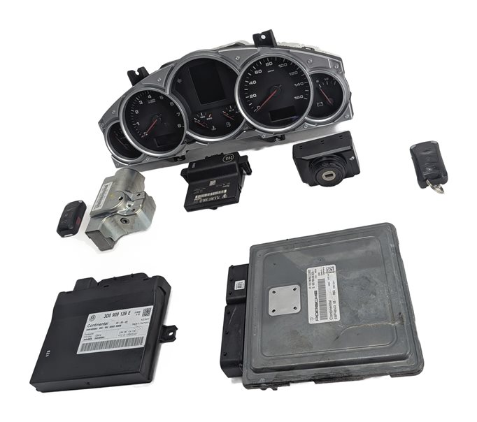 09-10 PORSCHE CAYENNE (957) 4.8L M48.01 ECM KESSY IMMOBILIZER CLUSTER KEY SET/8
