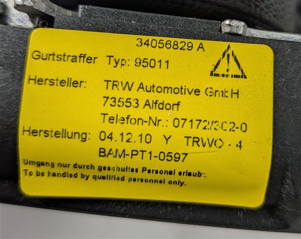 Thumbnail 7: 2011 MERCEDES E350 (W212) REAR LEFT SEAT SAFETY BELT SEATBELT RETRACTOR (Black)