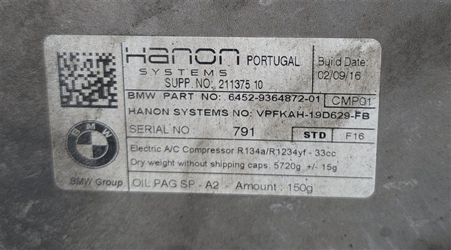 Thumbnail 9: 16-22 BMW 330E 740E X3 X5 HYBRID (F15 F30 G01 G11) AC AIR COMPRESSOR PUMP & WIRE